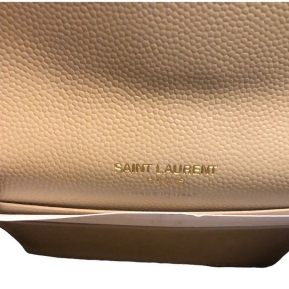 SAINT LAURENT MONOGRAM QUILTED LEATHER FRENCH WALLET DARK BEIGE PREOWNED - Picture 7 of 12